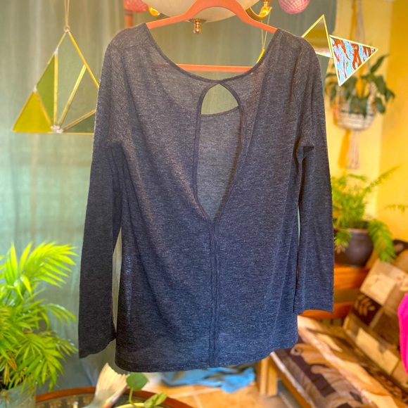 2️⃣ for 1️⃣ Open Back Long Sleeve Tops  |  Anthro | Marled Grey & Purple - Picture 1 of 6